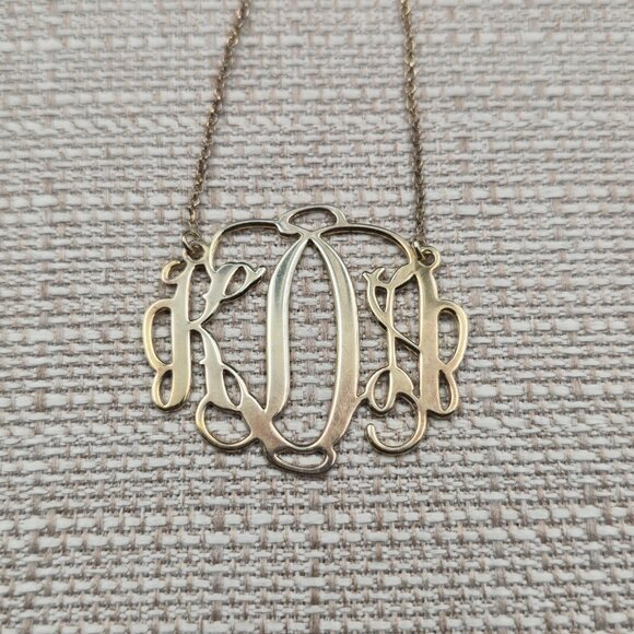 17.5 Inch Gold Over Sterling Silver KDS Initials Chain Necklace A6276 - Picture 3 of 7